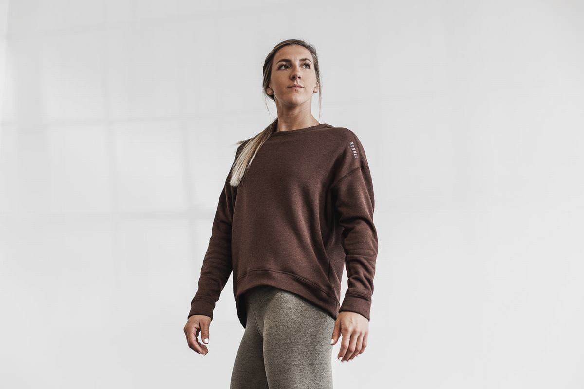 Nobull Performance Crew Women's Sweatshirts Coffee | Australia (JL6109)